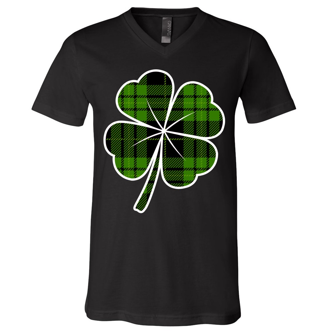 Four Leaf Clover Plaid V-Neck T-Shirt