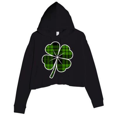 Four Leaf Clover Plaid Crop Fleece Hoodie
