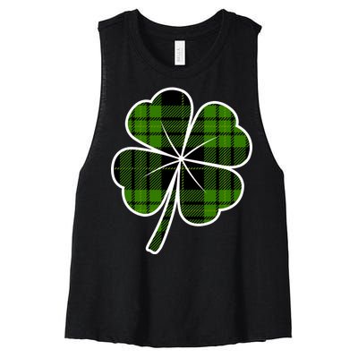 Four Leaf Clover Plaid Women's Racerback Cropped Tank