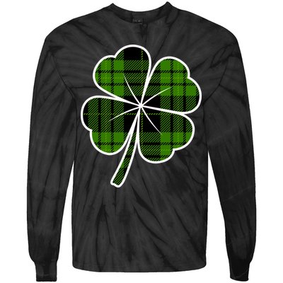 Four Leaf Clover Plaid Tie-Dye Long Sleeve Shirt