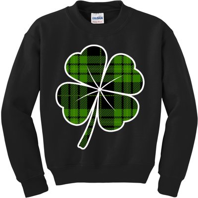 Four Leaf Clover Plaid Kids Sweatshirt