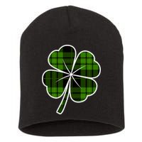 Four Leaf Clover Plaid Short Acrylic Beanie