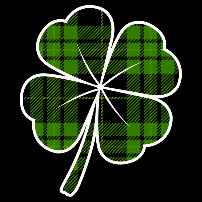 Four Leaf Clover Plaid Short Acrylic Beanie