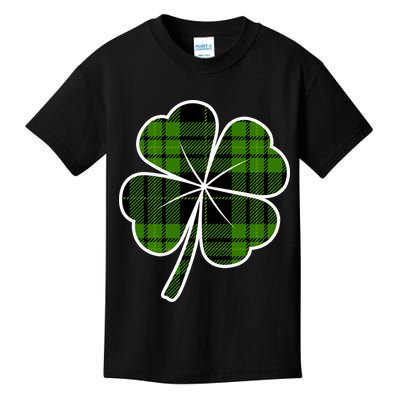 Four Leaf Clover Plaid Kids T-Shirt
