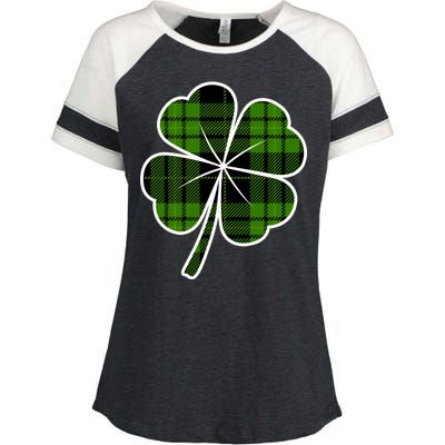 Four Leaf Clover Plaid Enza Ladies Jersey Colorblock Tee