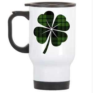 Four Leaf Clover Plaid Stainless Steel Travel Mug