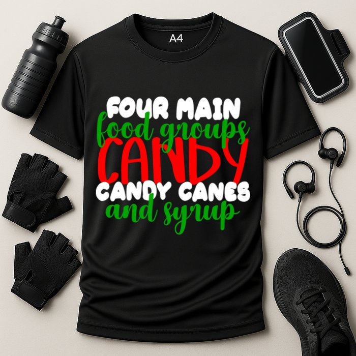 Four Main Food Groups Candy Canes & Syrup  Cooling Performance Crew T-Shirt