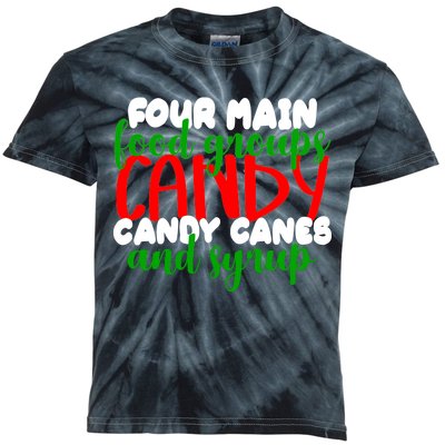 Four Main Food Groups Candy Canes & Syrup  Kids Tie-Dye T-Shirt