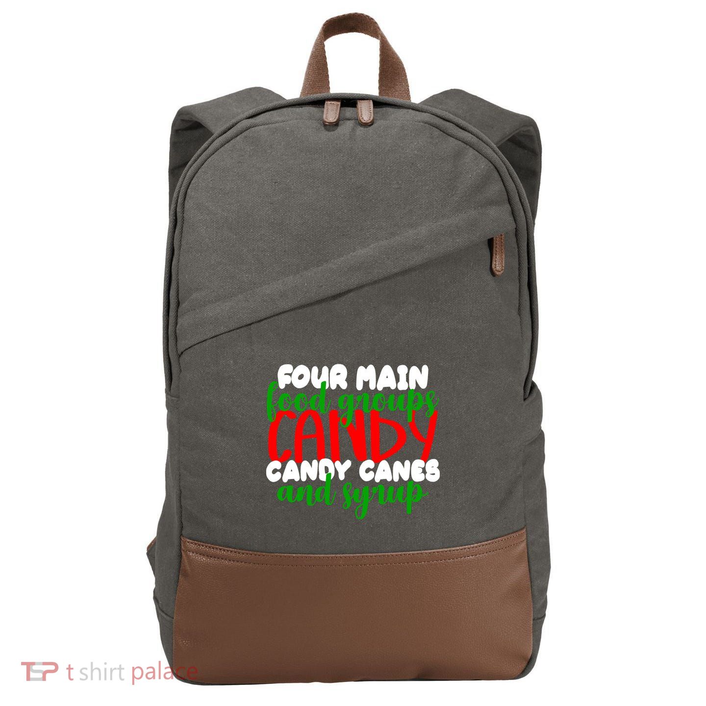 Four Main Food Groups Candy Canes & Syrup  Cotton Canvas Backpack