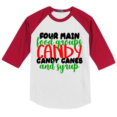 Four Main Food Groups Candy Canes & Syrup  Kids Colorblock Raglan Jersey