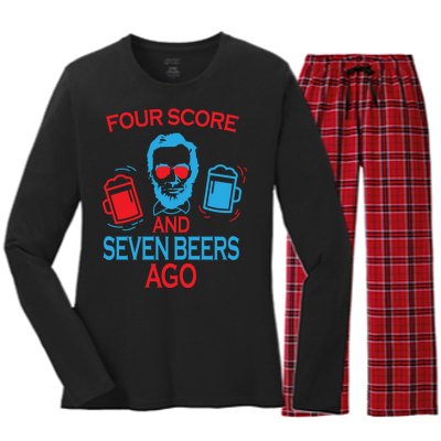 Four Score and Seven Beers Ago Women's Long Sleeve Flannel Pajama Set 