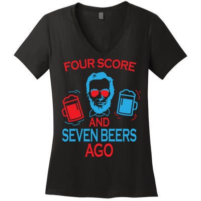 Four Score and Seven Beers Ago Women's V-Neck T-Shirt