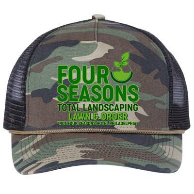 Four Seasons Total Landscaping Lawn And Order  Retro Rope Trucker Hat Cap