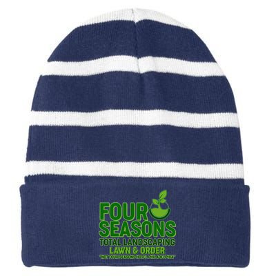 Four Seasons Total Landscaping Lawn And Order  Striped Beanie with Solid Band