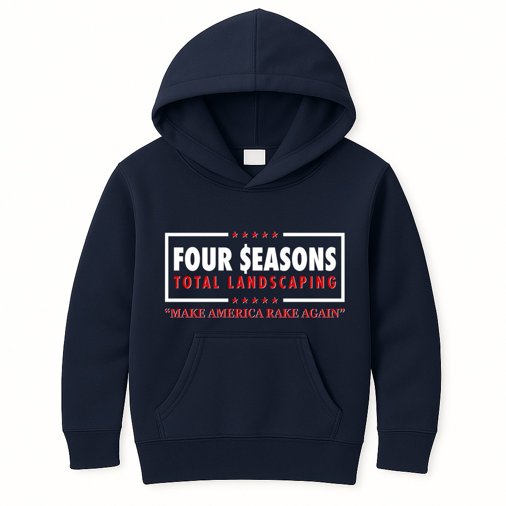 Four Seasons Total Landscaping Make America Rake Again Logo Kids Hoodie