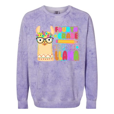 Fourth Grade No Prob Llama 4th Grade Students Teachers Colorblast Crewneck Sweatshirt