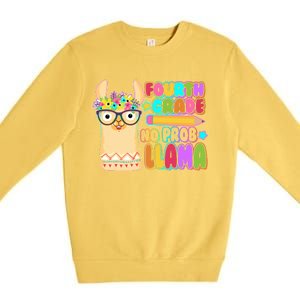 Fourth Grade No Prob Llama 4th Grade Students Teachers Premium Crewneck Sweatshirt