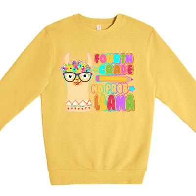 Fourth Grade No Prob Llama 4th Grade Students Teachers Premium Crewneck Sweatshirt