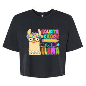 Fourth Grade No Prob Llama 4th Grade Students Teachers Bella+Canvas Jersey Crop Tee