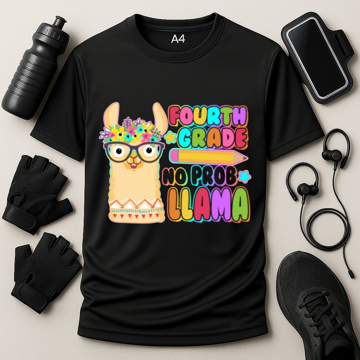 Fourth Grade No Prob Llama 4th Grade Students Teachers Cooling Performance Crew T-Shirt