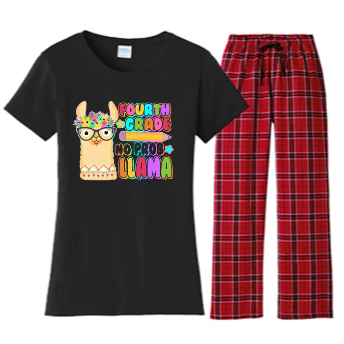 Fourth Grade No Prob Llama 4th Grade Students Teachers Women's Flannel Pajama Set