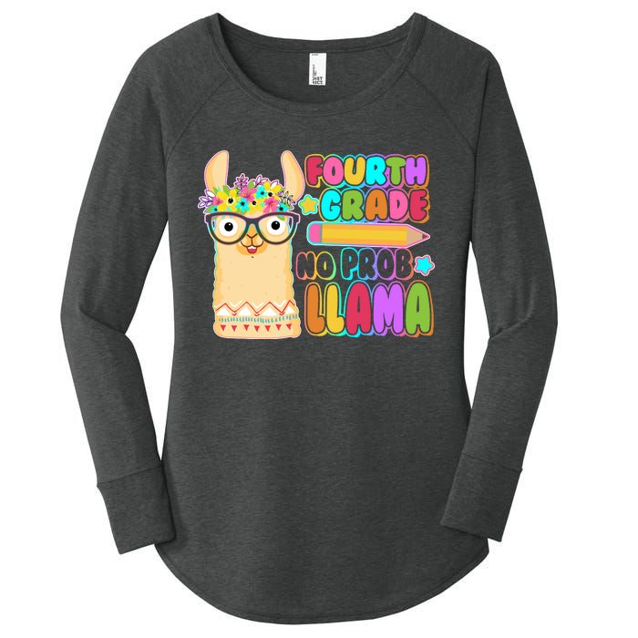 Fourth Grade No Prob Llama 4th Grade Students Teachers Women's Perfect Tri Tunic Long Sleeve Shirt