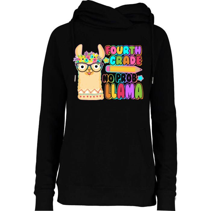 Fourth Grade No Prob Llama 4th Grade Students Teachers Womens Funnel Neck Pullover Hood