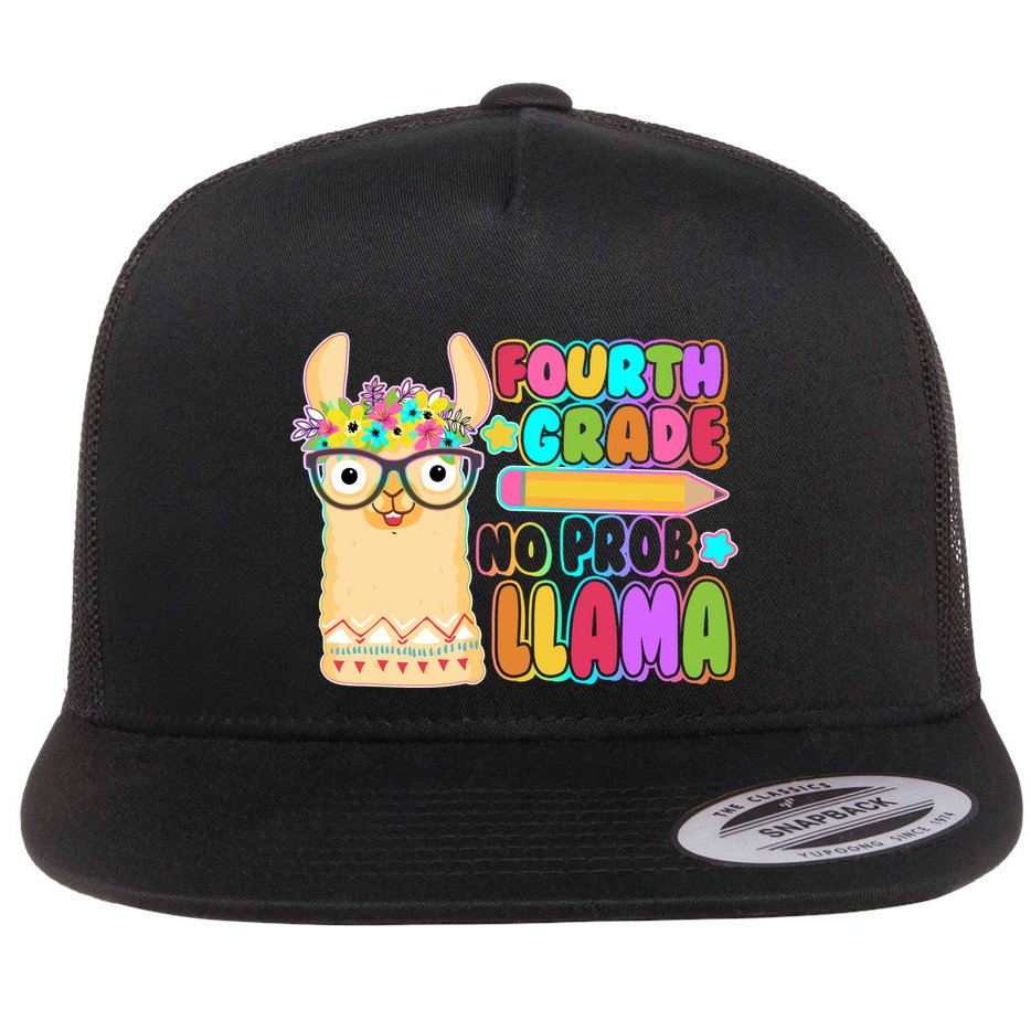 Fourth Grade No Prob Llama 4th Grade Students Teachers Flat Bill Trucker Hat