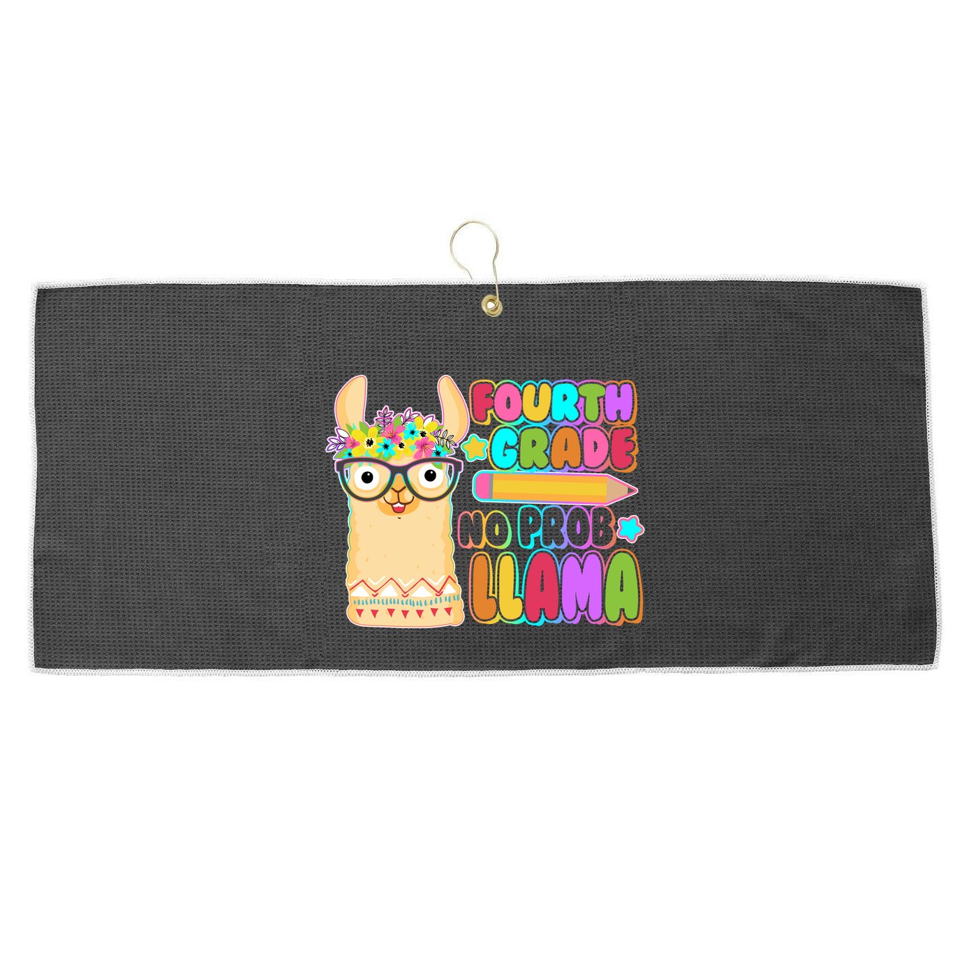 Fourth Grade No Prob Llama 4th Grade Students Teachers Large Microfiber Waffle Golf Towel