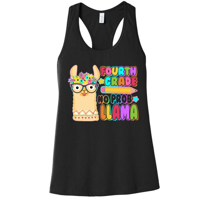 Fourth Grade No Prob Llama 4th Grade Students Teachers Women's Racerback Tank