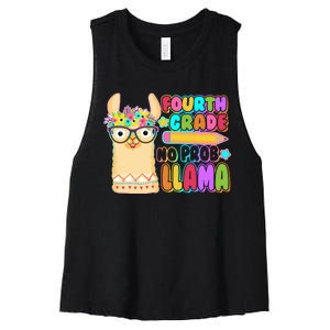 Fourth Grade No Prob Llama 4th Grade Students Teachers Women's Racerback Cropped Tank