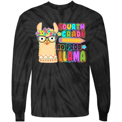 Fourth Grade No Prob Llama 4th Grade Students Teachers Tie-Dye Long Sleeve Shirt