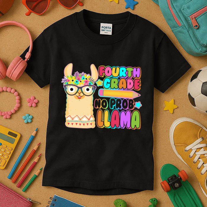Fourth Grade No Prob Llama 4th Grade Students Teachers Kids T-Shirt