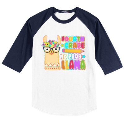 Fourth Grade No Prob Llama 4th Grade Students Teachers Baseball Sleeve Shirt