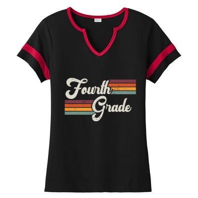 Fourth Grade Retro Vintage Ladies Halftime Notch Neck Tee