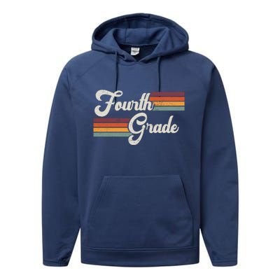 Fourth Grade Retro Vintage Performance Fleece Hoodie