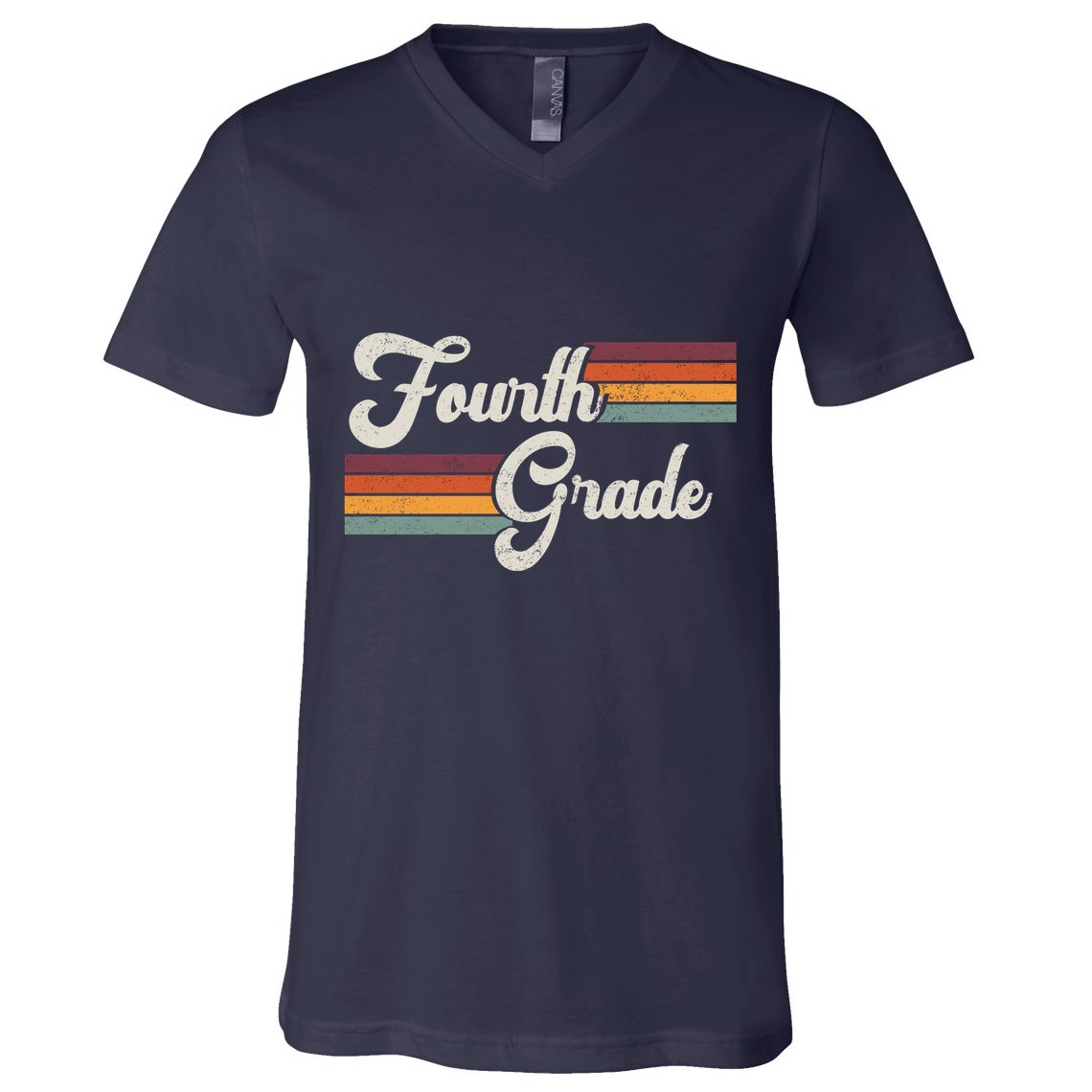 Fourth Grade Retro Vintage V-Neck T-Shirt