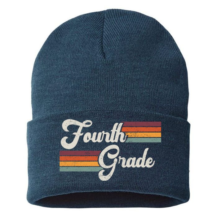 Fourth Grade Retro Vintage Sustainable Knit Beanie