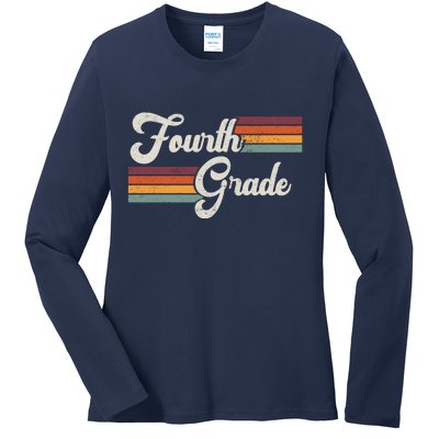 Fourth Grade Retro Vintage Ladies Long Sleeve Shirt