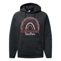 Fourth Grade Teacher Cute Inspiring Rainbow Performance Fleece Hoodie