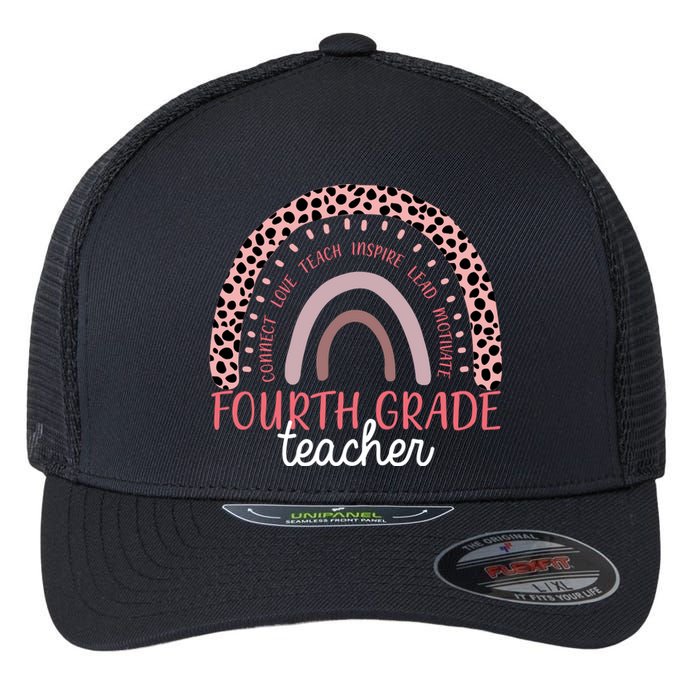 Fourth Grade Teacher Cute Inspiring Rainbow Flexfit Unipanel Trucker Cap