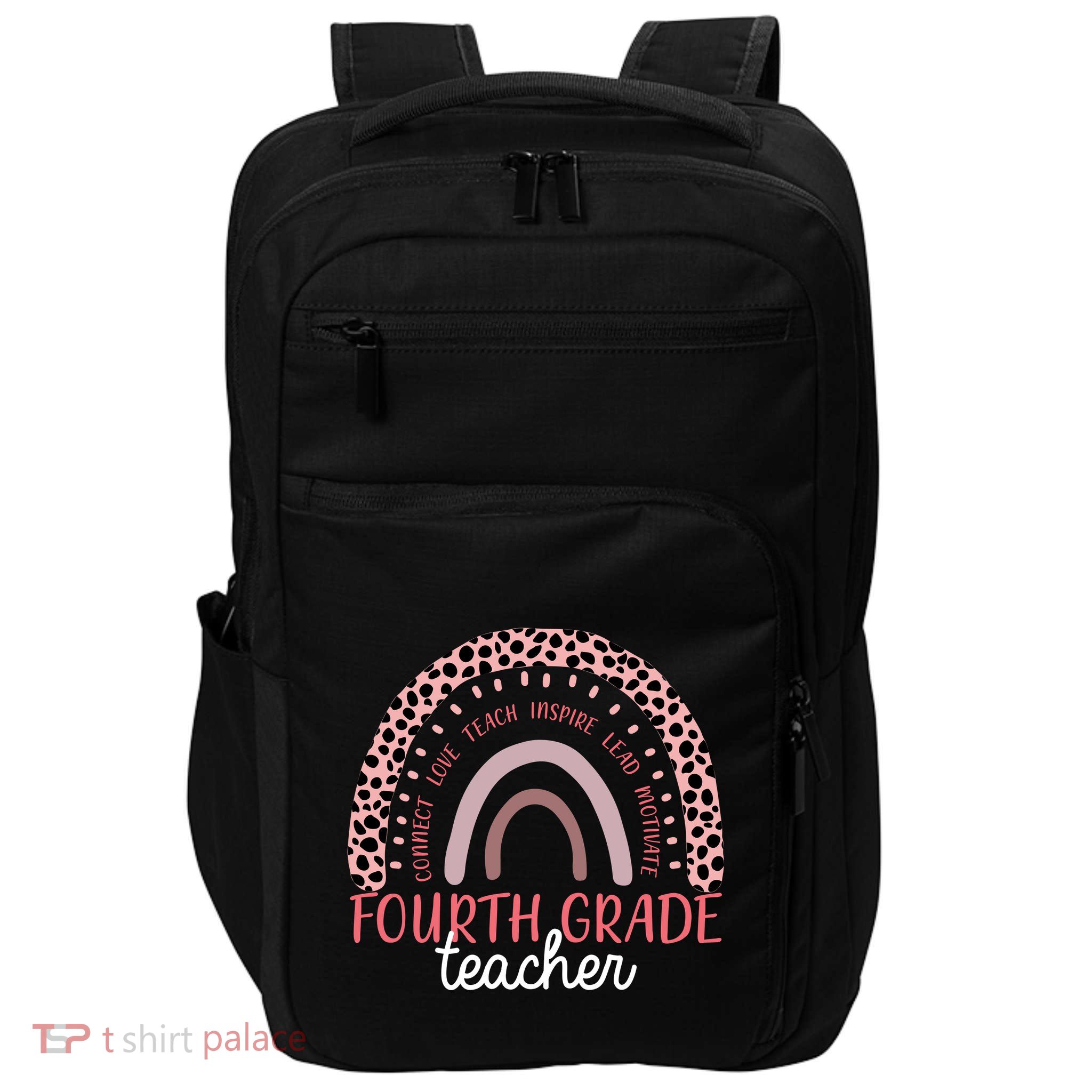 Fourth Grade Teacher Cute Inspiring Rainbow Impact Tech Backpack