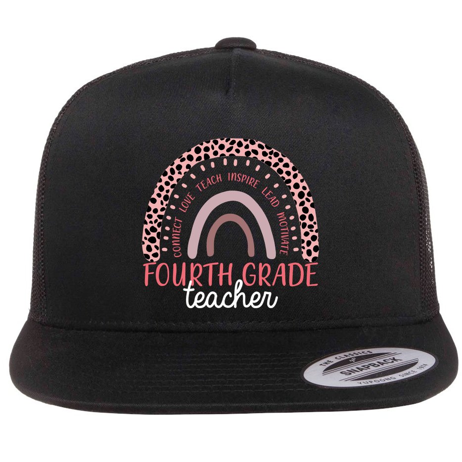 Fourth Grade Teacher Cute Inspiring Rainbow Flat Bill Trucker Hat