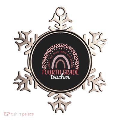 Fourth Grade Teacher Cute Inspiring Rainbow Metallic Star Ornament