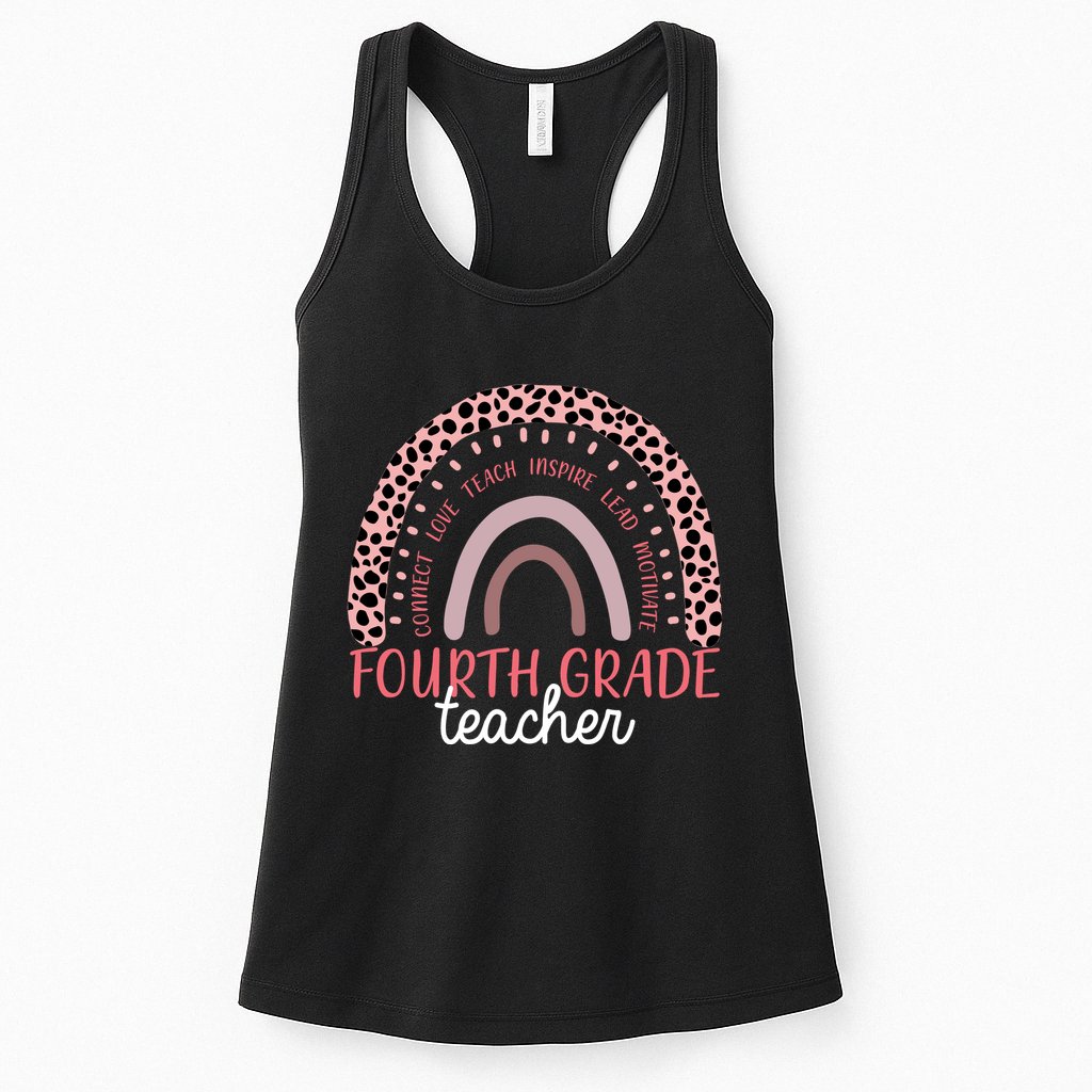 Fourth Grade Teacher Cute Inspiring Rainbow Womens Tank Top