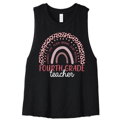 Fourth Grade Teacher Cute Inspiring Rainbow Women's Racerback Cropped Tank