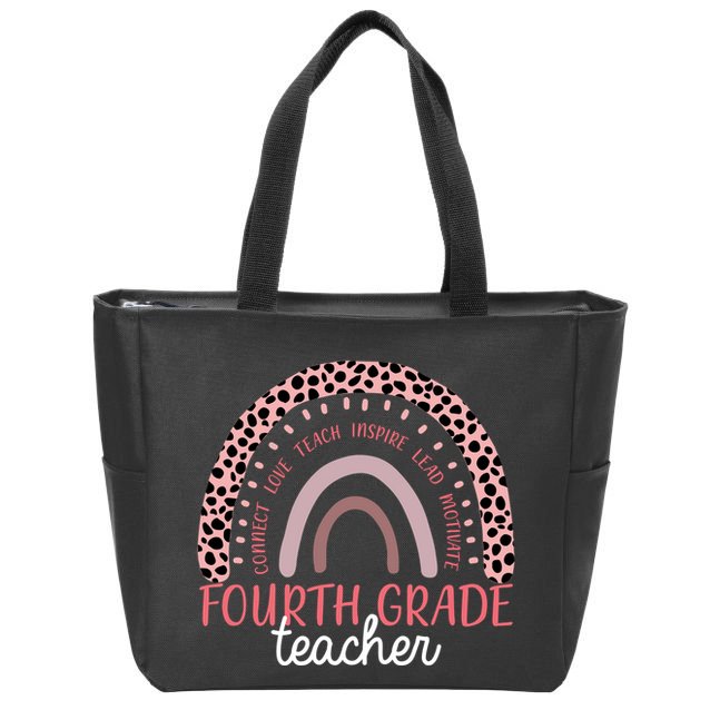 Fourth Grade Teacher Cute Inspiring Rainbow Zip Tote Bag