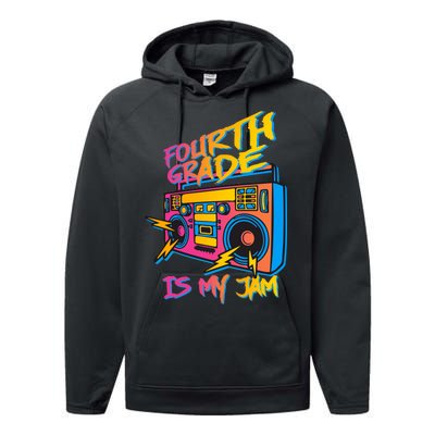 Fourth Grade Teacher Retro Performance Fleece Hoodie