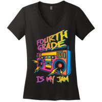 Fourth Grade Teacher Retro Women's V-Neck T-Shirt