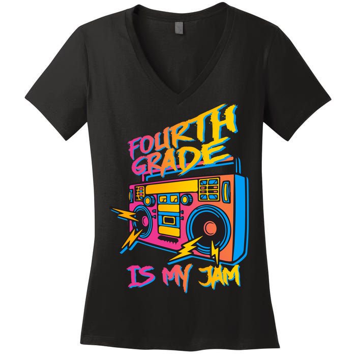 Fourth Grade Teacher Retro Women's V-Neck T-Shirt